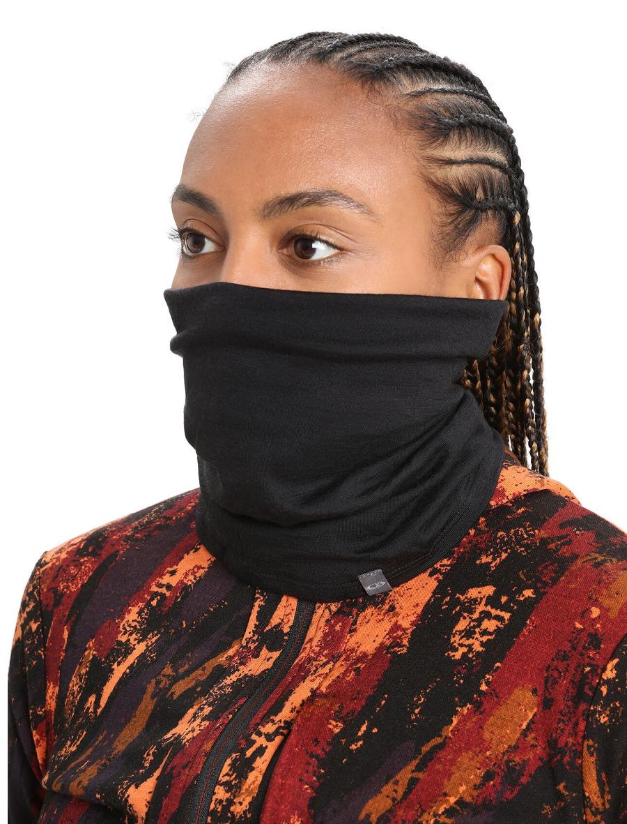 Black Icebreaker Unisex Merino Flexi Chute Women's Scarves | AU 1458FDNM